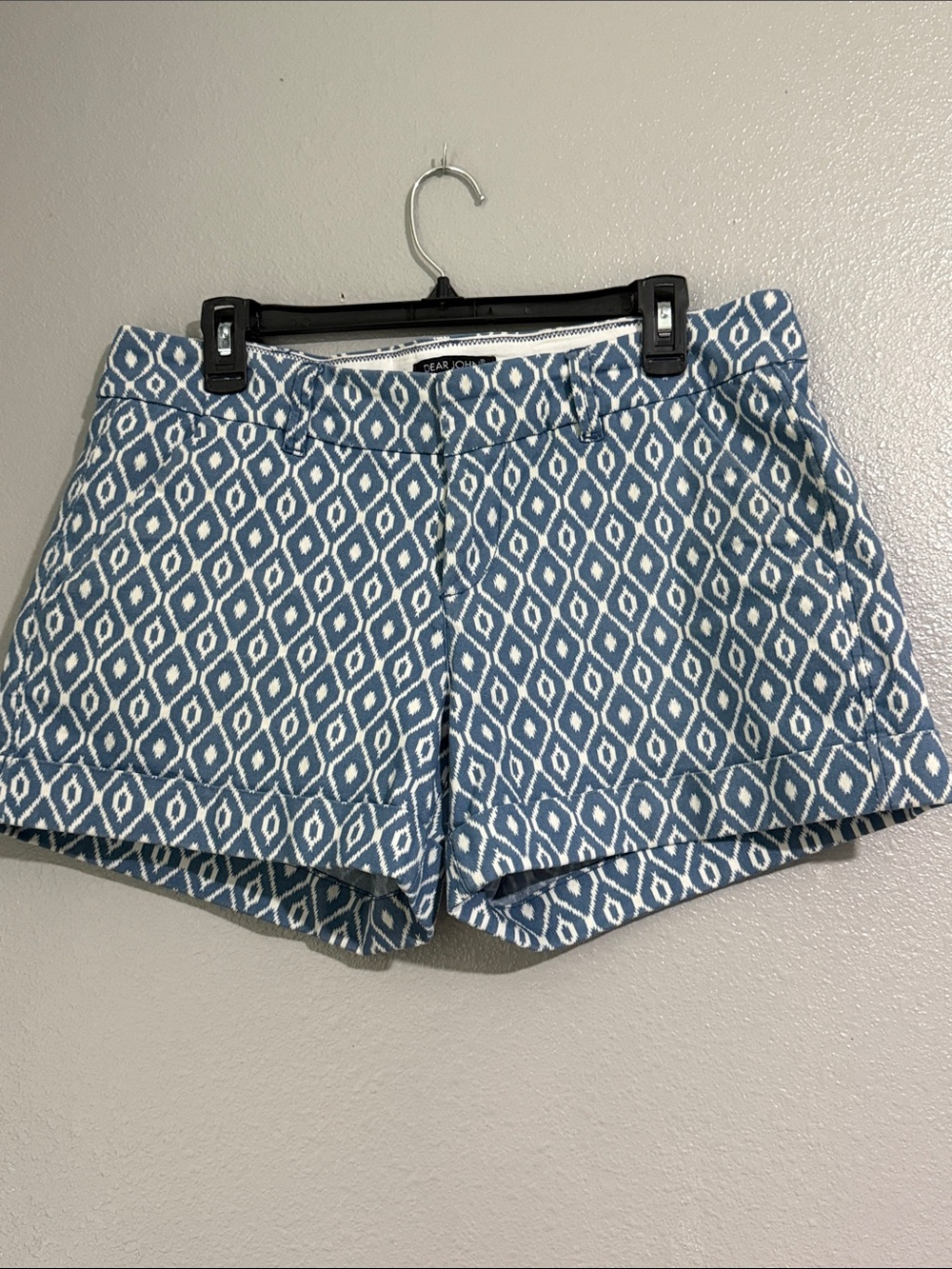 Dear John Blue and White Geometric Printed Women's Shorts